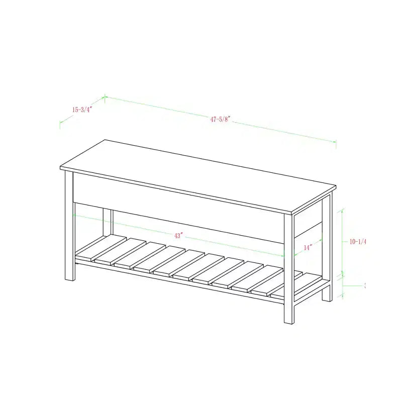 48 Open Top Storage Bench with Shoe Shelf - Saracina Home