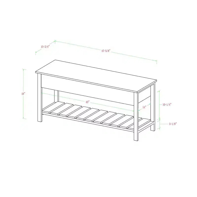 48 Open Top Storage Bench with Shoe Shelf - Saracina Home