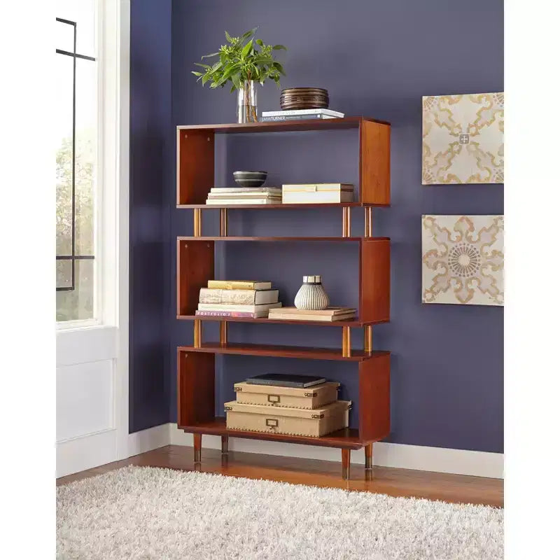 Buylateral Margo Mid Century Modern 3 Open Shelves Bookshelf