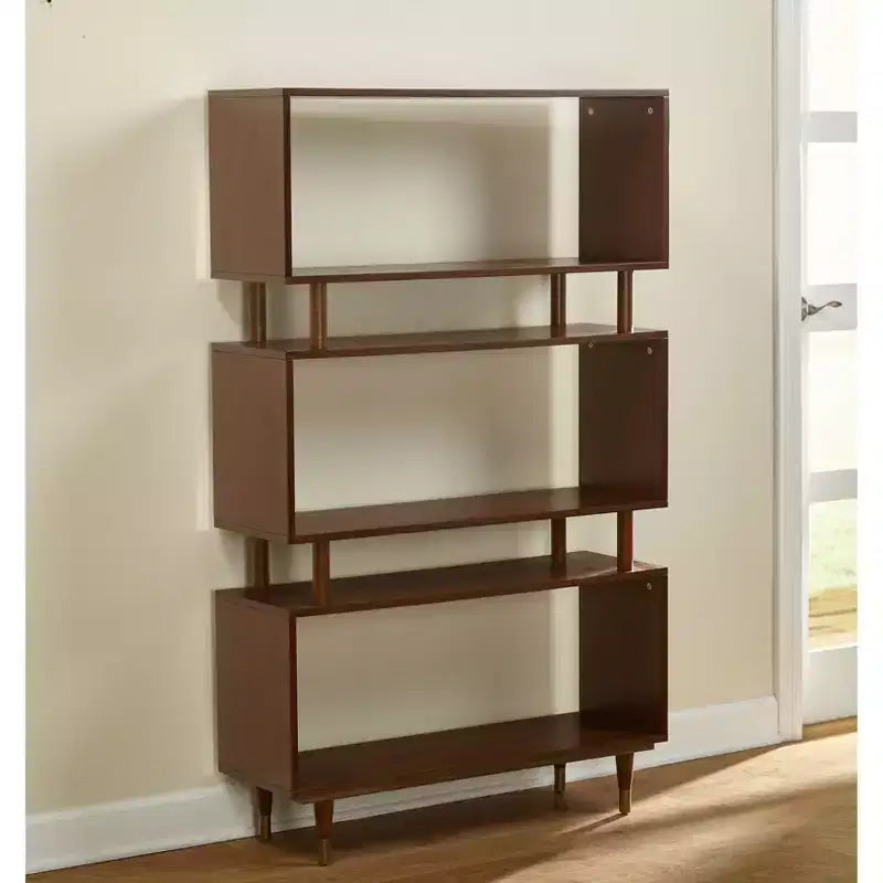 Buylateral Margo Mid Century Modern 3 Open Shelves Bookshelf