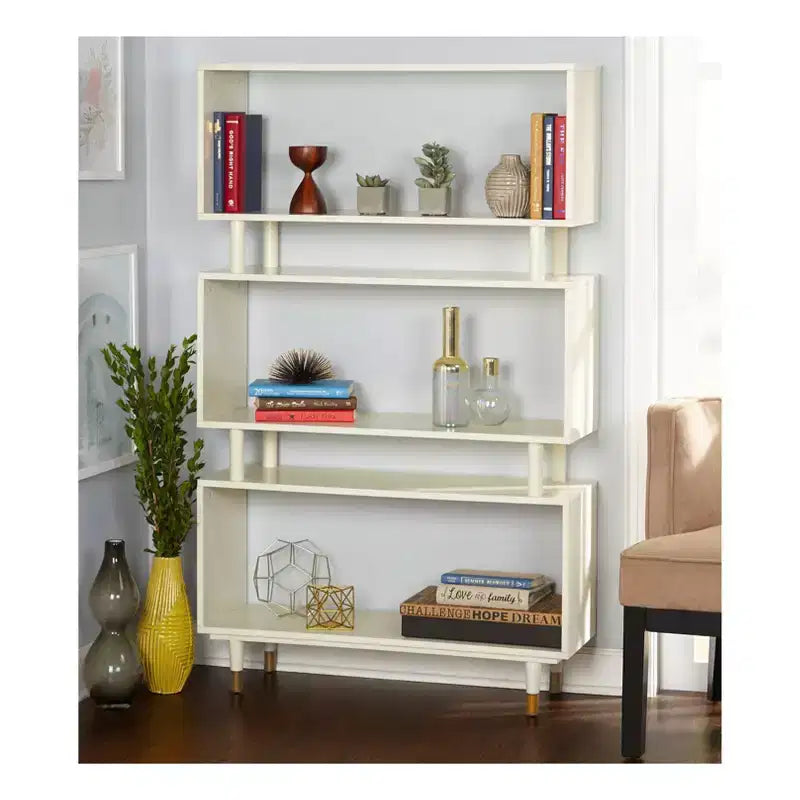 Buylateral Margo Mid Century Modern 3 Open Shelves Bookshelf