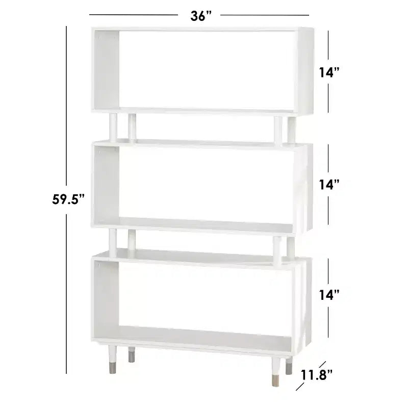 Buylateral Margo Mid Century Modern 3 Open Shelves Bookshelf