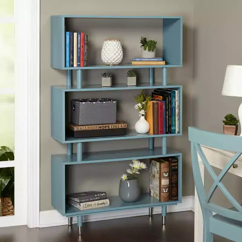 Buylateral Margo Mid Century Modern 3 Open Shelves Bookshelf