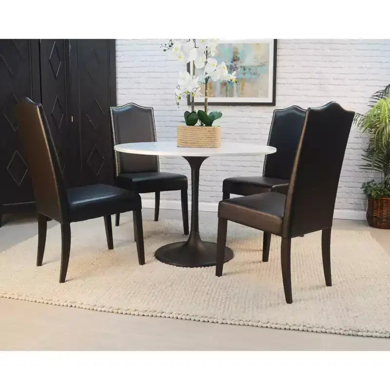Carolina Living 40 Zaha Round Marble Top Dining Table