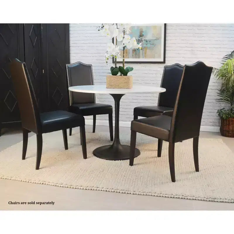 Carolina Living 40 Zaha Round Marble Top Dining Table