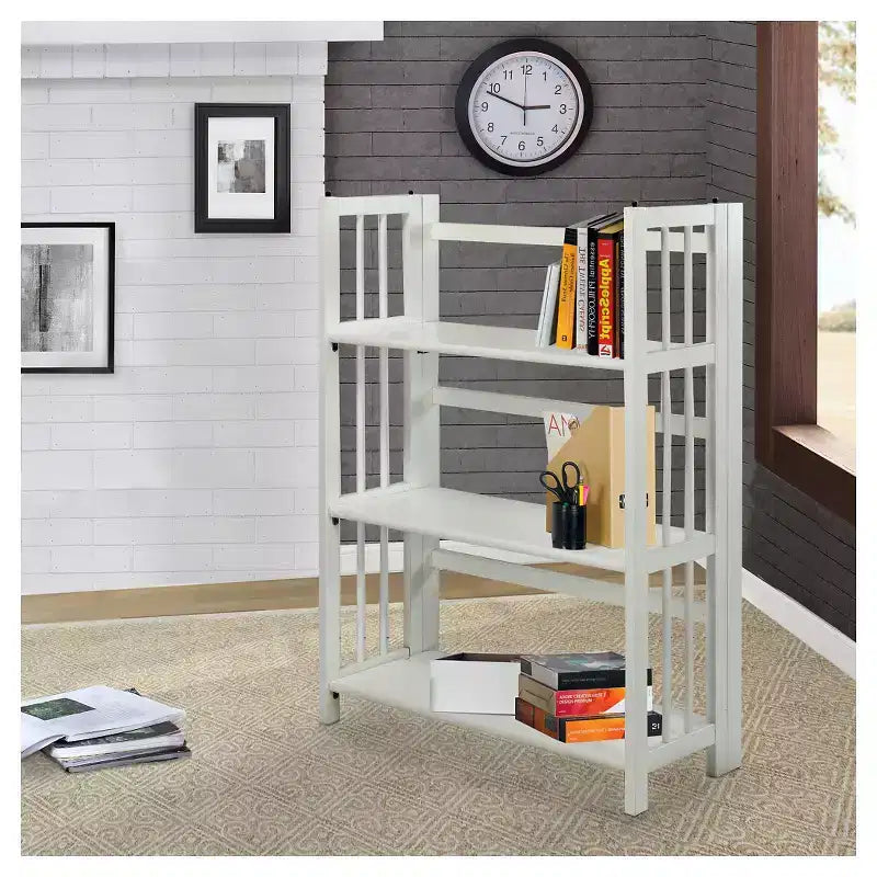 38 Folding 3 Tier Bookshelf Stackable - Flora Home