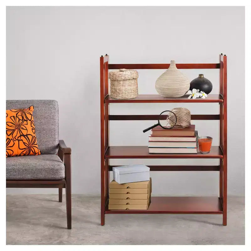 38 Folding 3 Tier Bookshelf Stackable - Flora Home