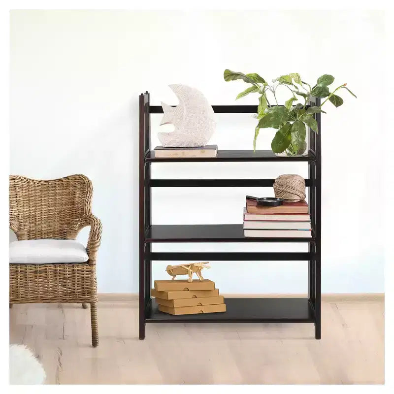 38 Folding 3 Tier Bookshelf Stackable - Flora Home