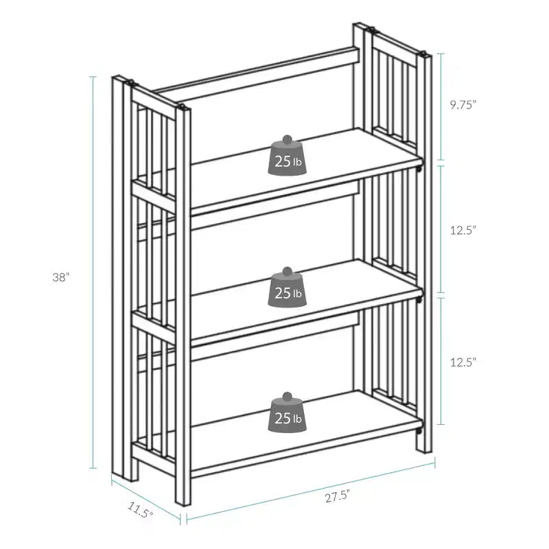 38 Folding 3 Tier Bookshelf Stackable - Flora Home
