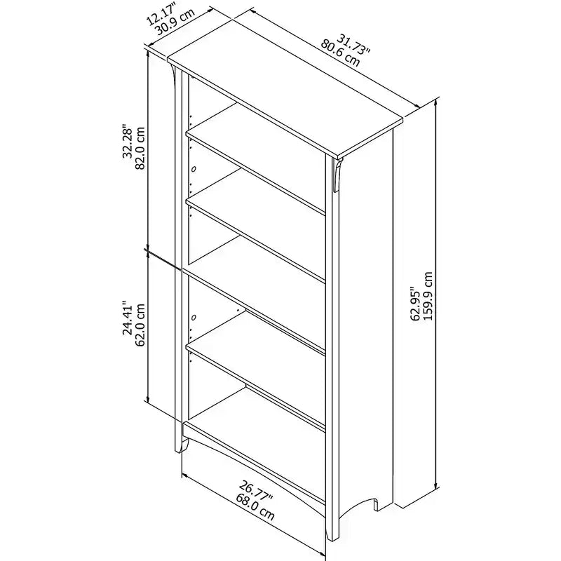 Salinas 5 Shelf Bookcase - Bush Furniture