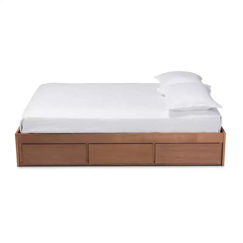 Wren 3 Drawer Storage Bed Frame Walnut - Baxton Studio