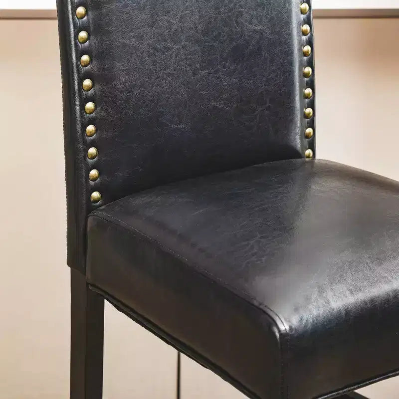 Set of 2 Upholstered PU Barstools with Studded Decor - Glitzhome
