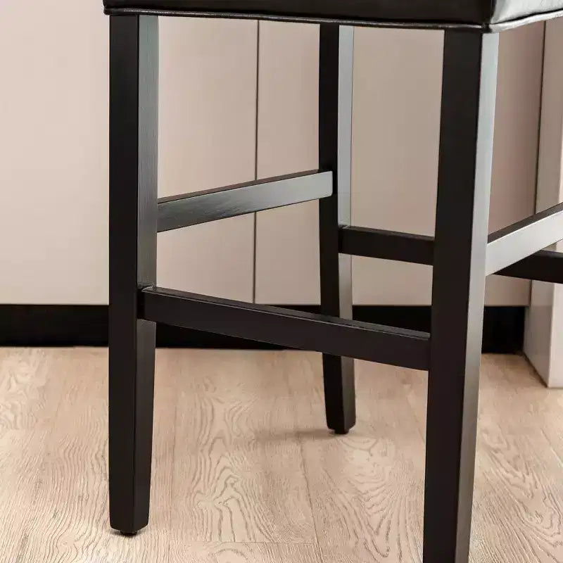 Set of 2 Upholstered PU Barstools with Studded Decor - Glitzhome