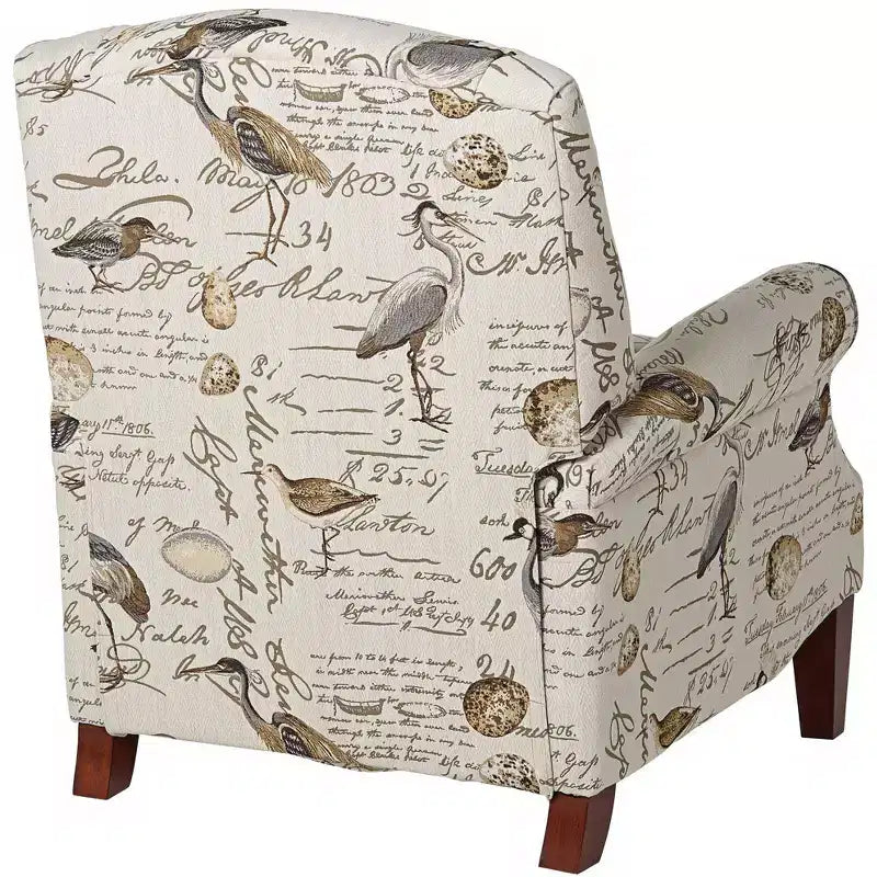 Kensington Hill Birdsong Script and Bird Recliner Chair Modern Armchair Comfortable Push Manual Reclining Footrest for Bedroom Living Room Reading