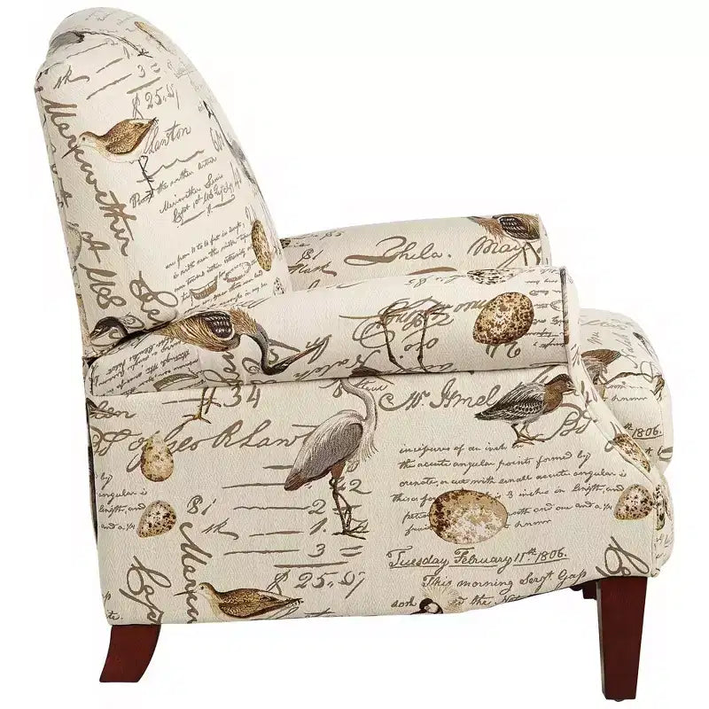 Kensington Hill Birdsong Script and Bird Recliner Chair Modern Armchair Comfortable Push Manual Reclining Footrest for Bedroom Living Room Reading