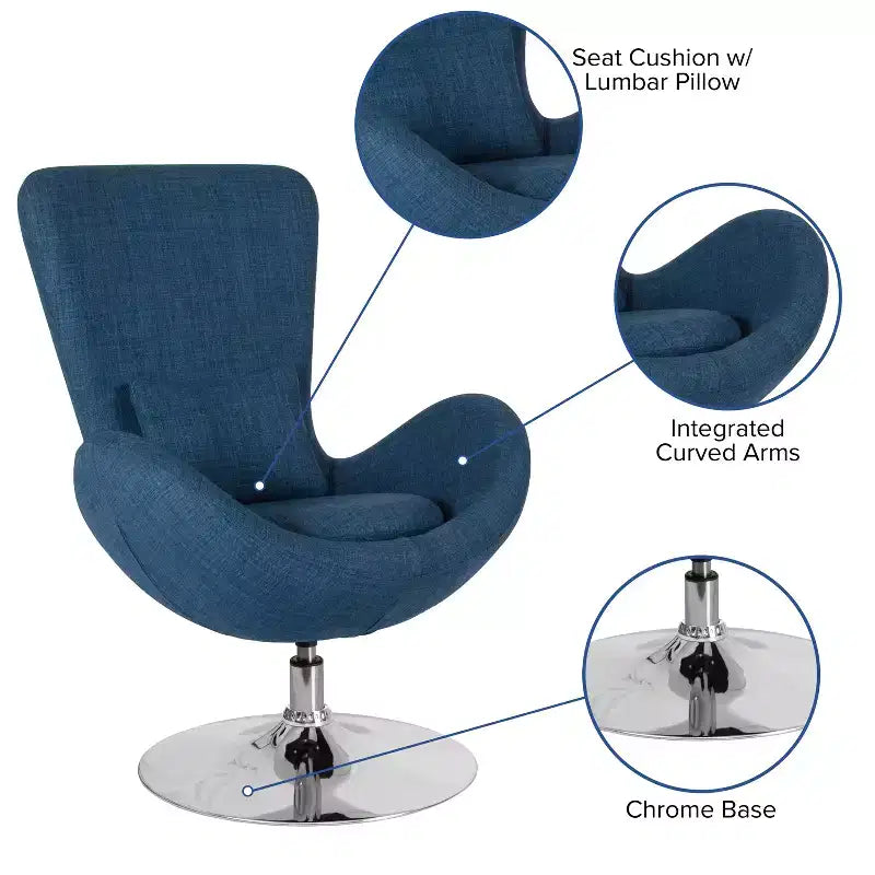 Flash Furniture Egg Series Side Reception Chair with Bowed Seat