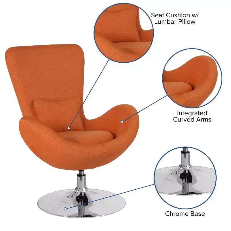 Flash Furniture Egg Series Side Reception Chair with Bowed Seat